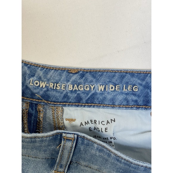 American Eagle Jeans Women 8 Low-Rise Baggy Wide Leg Distressed Grunge Slouchy - Picture 10 of 11